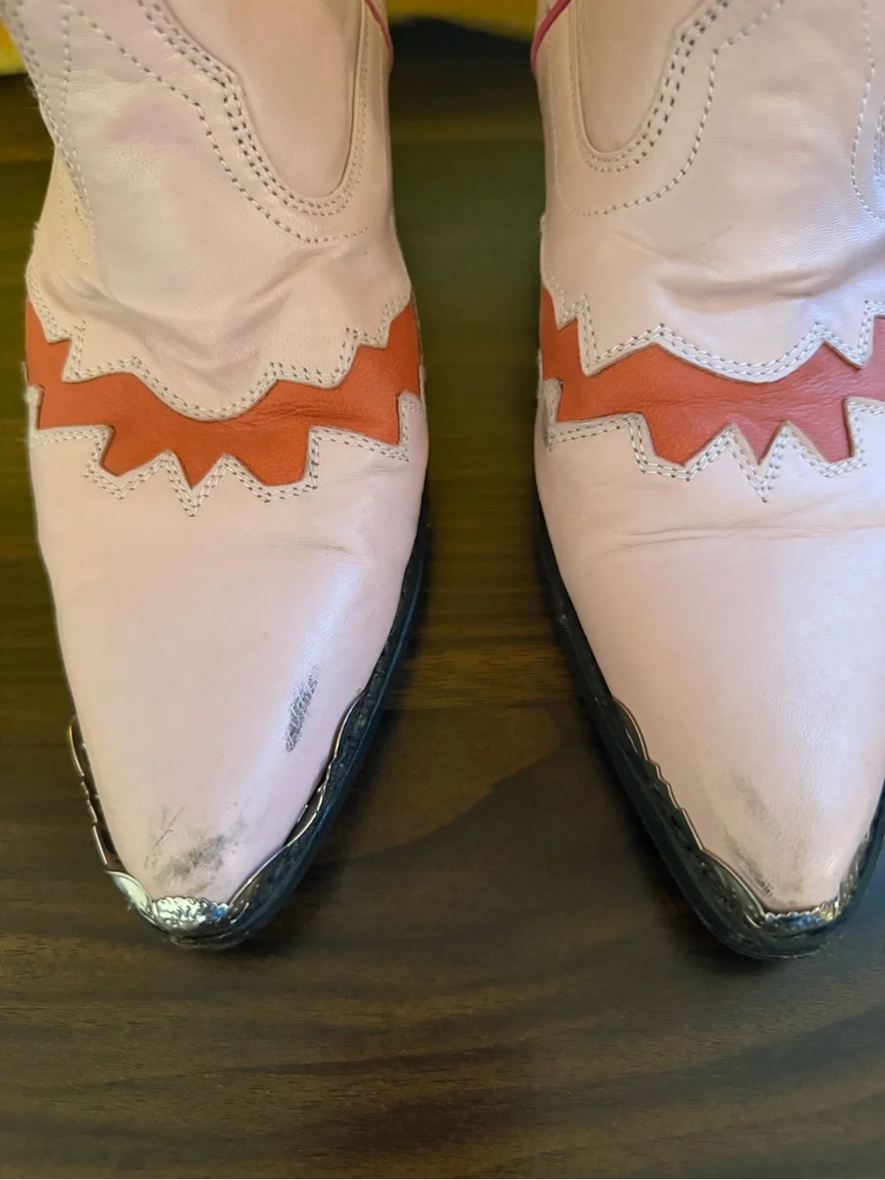 Women's Over-The-Knee Two-Tone Pink and Orange Western Boots